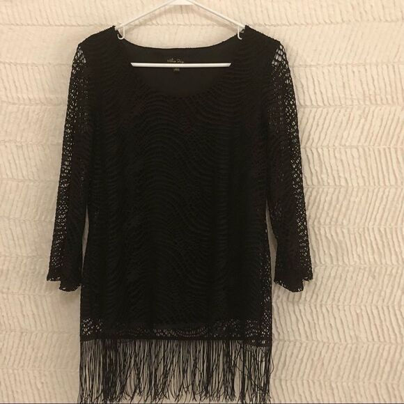 🍒 Black Fringe top size Small - Picture 1 of 3